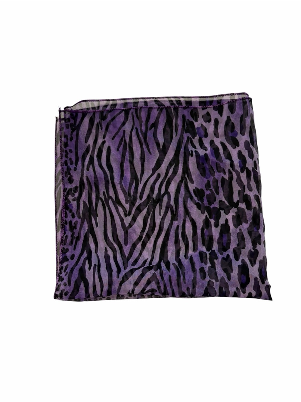 Square Scarf Multi Animal Print Cheetah Leopard Zebra 19x19” Purple Black